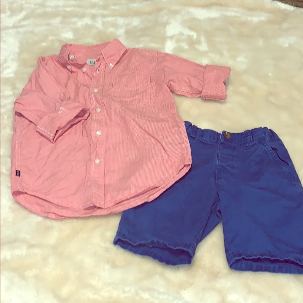 Shorts w button up and tank